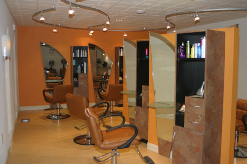 Tangles Hair Design and Day Spa West cutting stations